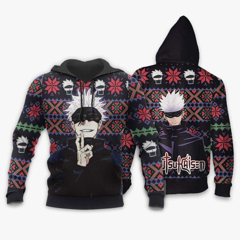 Divesart - Satoru Gojo Ugly Christmas villapaita ja huppari Custom Anime Jujutsu Kaisen joululahjat